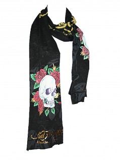 Ed Hardy Strass Designer Schal Skull&Rose