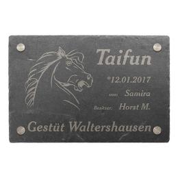 Exklusive Lasergravur Schiefertafel für Pferdebox im Pferdestall 30 x 20 cm