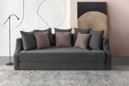 Eymense 3-Sitzer Sofa Bett Letto VIP Leinenstoff Anthrazit