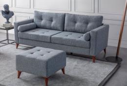 Eymense 3-Sitzer Sofa Kraft Leinenstoff Modern Hellgrau