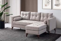 Eymense Ecksofa Kraft Modern Leinenstoff Creme