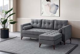 Eymense Ecksofa Kraft Modern Leinenstoff Hellgrau