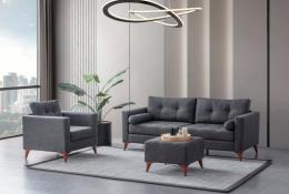 Eymense Sofa-Set Kraft 3-teilig Leinenstoff Modern Anthrazit