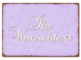 Farbiges Blechschild mit Wunschtext A4 pastellviolett/braun