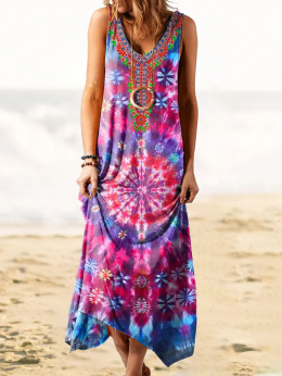 Farbverlauf Baumwollgemisch Normal Urlaub Sommerkleider - Modetalente
