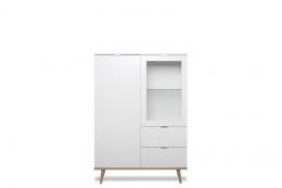 Finori Highboard Göteborg Weiß/Sonoma Eiche Glastür