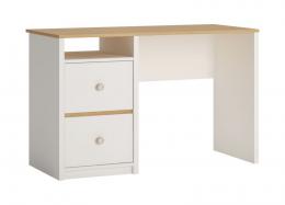 Furnival Schreibtisch Globo mit Schubladen Weiß Eiche