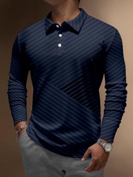 Herren Farbblock Lässig Frühling/Herbst Polyester Zuhause Regelmäßige Passform Knöpfe Langarm Regelmäßig Polo-Shirts