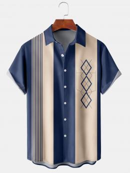 Herren Farbblock Lässig Sommer Täglich Regelmäßige Passform Knöpfe Kurzarm Regelmäßig H-Linie Bowling-Shirts