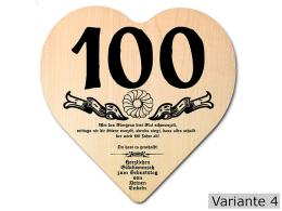 Herz Holzschild mit Wunschtext Geschenk zum 100. Geburtstag