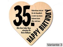 Herz Holzschild mit Wunschtext Geschenk zum 35. Geburtstag