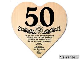 Herz Holzschild mit Wunschtext Geschenk zum 50. Geburtstag