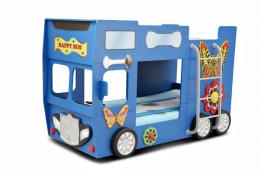 Hochbett Happy Bus mit Matratze & LED in Blau 90x190