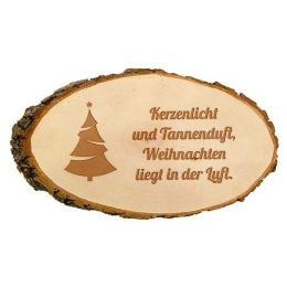 Holzrindenschild mit Gravur für Weihnachten