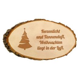 Holzrindenschild mit Gravur für Weihnachten