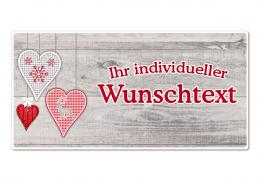 Hüttendeko-Schild mit Wunschtext und Herzen - 300 x 150mm