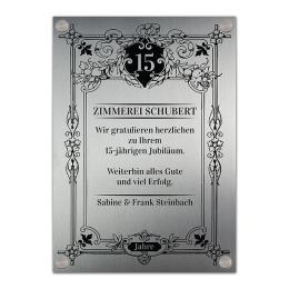 Jubiläumsgeschenk Edelstahlschild mit Widmung 30 x 42 cm