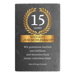 Jubiläumsgeschenk - farbiges Schieferschild mit Widmung - mehrere Größen