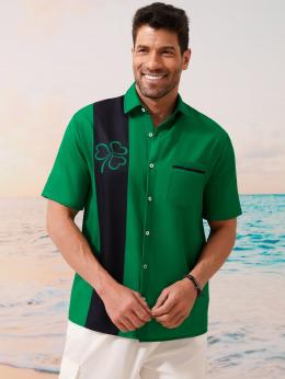 Kleeblatt Lässig Sommer Print Leicht Mikroelastizität Regelmäßige Passform Knöpfe Regelmäßig Shirts für Herren