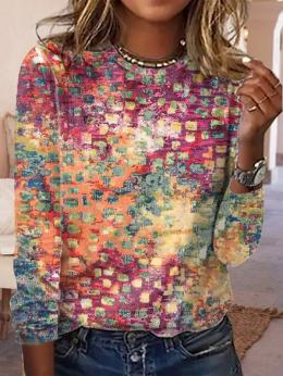 Lässig Abstrakt Herbst Weit Jersey Bestseller Langarm Regelmäßig Regelmäßig T-Bluse für Damen