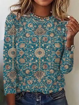 Lässig Ethnisch Herbst Mikro-Elastizität Weit Jersey Bestseller Regelmäßig H-Linie T-Bluse für Damen