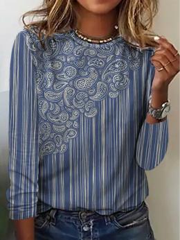 Lässig Ethnisch Herbst Mikro-Elastizität Weit Jersey Bestseller Regelmäßig Regelmäßig T-Bluse für Damen