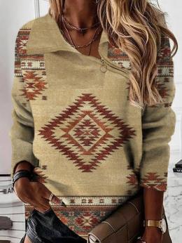 Lässig Ethnisch Winter Polyester Täglich Weit Langarm Regelmäßig Regelmäßig Sweatshirts für Damen