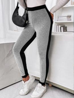 Lässig Farbblock Winter Normal Mikro-Elastizität Jersey Gummiband Standard Legging Leggings für Damen