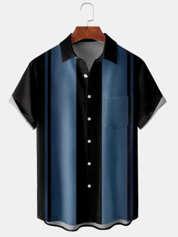 Lässig Farbverlauf Sommer Täglich Regelmäßige Passform Kurzarm Regelmäßig H-Linie Hemdkragen Bowling-Shirts für Herren
