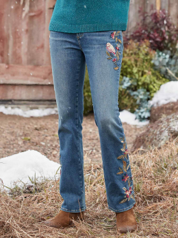 Lässig Geblümt Winter Reißverschluss Normal Keine Elastizität Täglich H-Linie Regelmäßig Jeans für Damen