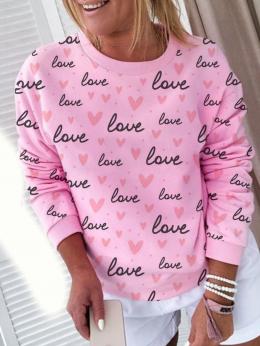Lässig Herz/Herz Frühling Mikroelastizität Langarm Regelmäßig Valentinstag H-Linie Regelmäßig Sweatshirts für Damen