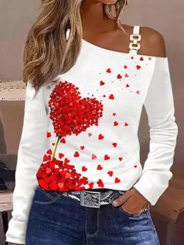 Lässig Herz/Herz Frühling Täglich Weit Langarm Regelmäßig H-Linie Regelmäßig Blusen & Shirts für Damen