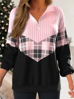 Lässig Kariert Winter Täglich Weit Bestseller Langarm Off-Shoulder-Ärmel H-Linie Sweatshirts für Damen