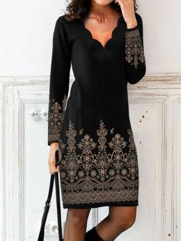 Lässig Paisley Winter Normal Schwer Weit Jersey 1 * Kleid Langarm Kleider für Damen