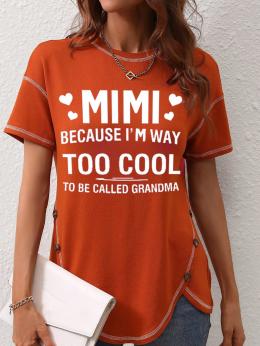 Lässig Sommer Textbriefe Mikroelastizität Weit Jersey Bestseller Rundhals Regelmäßig T-Shirt für Damen