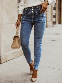Lässig Unifarben Alle Jahreszeiten Normal Mikroelastizität Täglich Lang Regelmäßig Waschvorgang Jeans für Damen