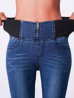 Lässig Unifarben Herbst Hoch Elastizität Fest Lang Legging H-Linie Regelmäßig Jeans für Damen