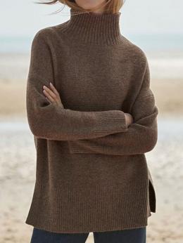 Lässig Unifarben Herbst Täglich Weit Standard Langarm Wolle/Stricken H-Linie Pullover für Damen