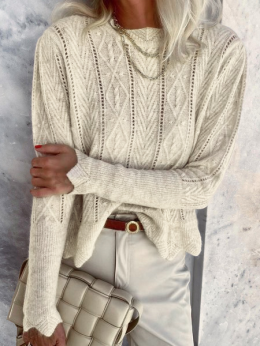 Lässig Unifarben Winter Gestrickt Keine Elastizität Standard Langarm H-Linie Regelmäßig Pullover für Damen