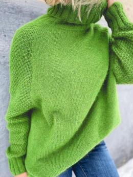Lässig Unifarben Winter Gestrickt Normal Schwer Täglich Weit Rollkragen Pullover für Damen