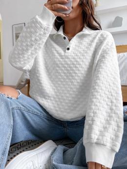 Lässig Unifarben Winter Polyester Normal Schalkragen Regelmäßig H-Linie Schnalle Sweatshirts für Damen