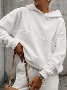 Lässig Unifarben Winter Täglich Weit Standard Langarm H-Linie Regelmäßig Sweatshirts für Damen