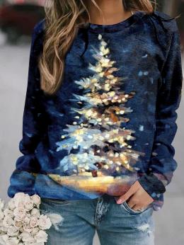 Lässig Weihnachten Winter Mikro-Elastizität Weit Standard Langarm Regelmäßig Regelmäßig Sweatshirts für Damen