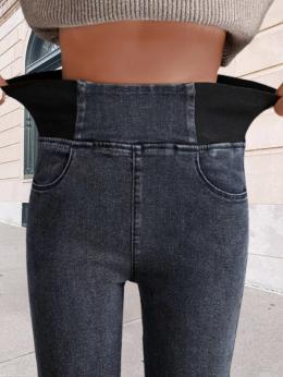 Lässig Weit Unifarben Jeans