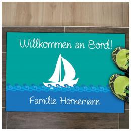 Maritime Fußmatte Boot mit Ihrem Familiennamen 