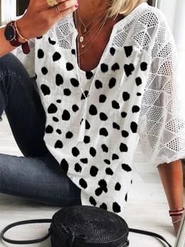 Modetalente 1 Weiß Damen Kurzarm-Blusen V-Ausschnitt Lässig Polyesterfaser Täglich Kurzarm-Blusen