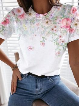 Modetalente Kurzarm 1 Weiß Damen T-Shirts Einfach Jersey Rundhals Print Täglich T-Shirts
