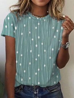 Modetalente Kurzarm Blau Damen T-Shirts Rundhals Jersey Lässig Geometrisch Outdoor T-Shirts