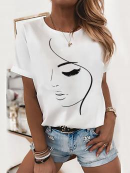Modetalente Kurzarm Weiß Damen T-Shirts Rundhals Jersey Lässig Figur T-Shirts