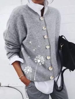 Modetalente Langarm 1 Grau Damen Pullover für Arbeit Lässig Baumwolle U-Boot-Ausschnitt Täglich Pullover
